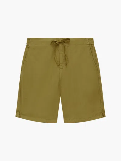 Frescobol Carioca Sergio Straight-leg Cotton-blend Seersucker Drawstring Shorts In Spinach