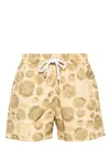 Frescobol Carioca Short-length Printed Swim Shorts In Yellow