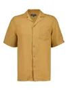 Frescobol Carioca Short-sleeves Button-up Linen Shirt In Brown