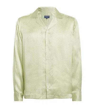 Frescobol Carioca Silk Copa Print Safra Shirt In Green