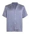 Frescobol Carioca Roberto Printed Silk Bowling Shirt In Blue
