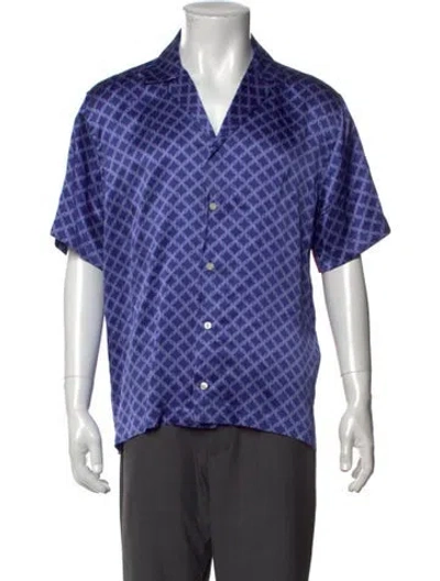 Pre-owned Frescobol Carioca Silk Patterned Shirt In Blue