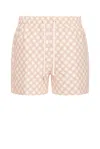Frescobol Carioca Rio Printed Swim Trunks In Salmon Pink & Ecru