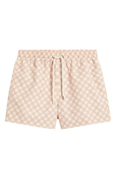 Frescobol Carioca Sport Angra Trellica Print Swim Trunks In Salmon Pink Ecru 820