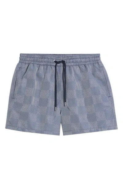 Frescobol Carioca Sport Copa Check Pattern Swim Trunks In Dusk