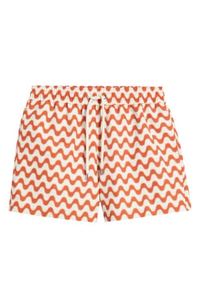 Frescobol Carioca Sport Copacabana Decor Print Swim Trunks In Burnt Orange