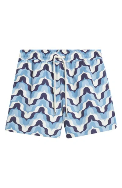 Frescobol Carioca Sport Deserto Print Swim Trunks In Dusk Denim Blue
