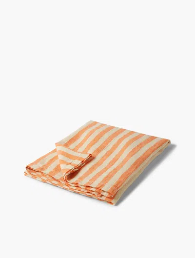 Frescobol Carioca Stripe Linen Beach Towel In Orange & Off-white