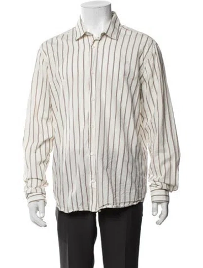 Pre-owned Frescobol Carioca Striped Long Sleeve Dress Shirt In White