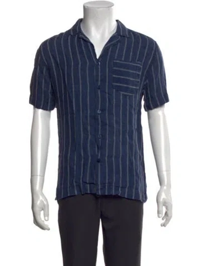 Pre-owned Frescobol Carioca Striped Short Sleeve Shirt In Blue