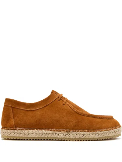 Frescobol Carioca Suede Leather Espadrille Loafers In Brown