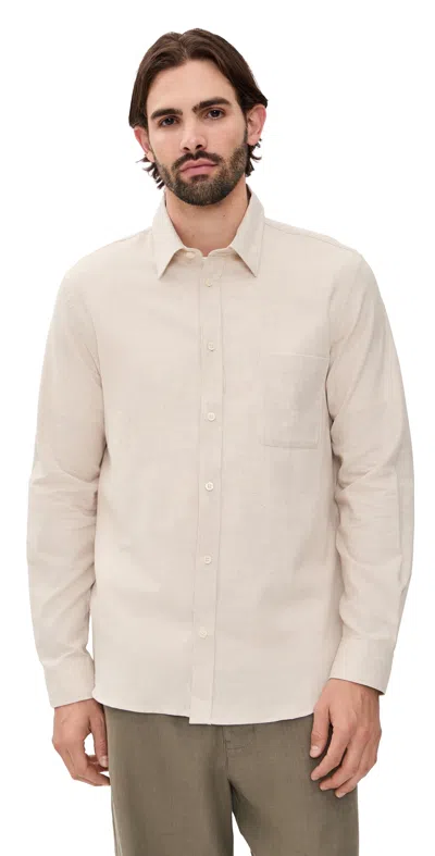 Frescobol Carioca Telles Cotton Flannel Relaxed Fit Shirt Ecru In Neutral