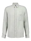 Frescobol Carioca Telles Lined Striped Shirt Dark Olive In Gray