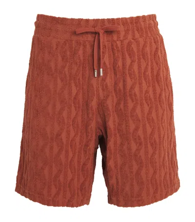 Frescobol Carioca Augusto Cotton Terry Jacquard Shorts In Brown