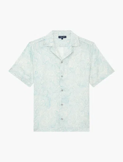 Frescobol Carioca Topo Roberto Linen Shirt In Ivory & Seafoam