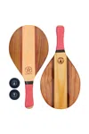 Frescobol Carioca Trancoso Beach Bat Set | Handmade Waterproof Luxury Wooden Bats And Balls | Red Neoprene Grip | Fun  In Multi