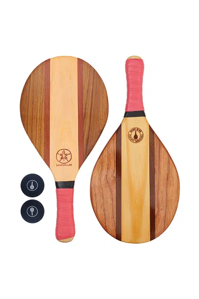 Frescobol Carioca Trancoso Beach Bat Set | Handmade Waterproof Luxury Wooden Bats And Balls | Red Neoprene Grip | Fun  In Multi