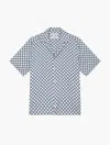 Frescobol Carioca Roberto Printed Silk Shirt In White & Navy