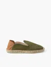 Frescobol Carioca Veluso Suede Espadrilles In Olive & Tan
