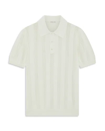 Frescobol Carioca Vidal Perforated Stripe Polo Shirt In White