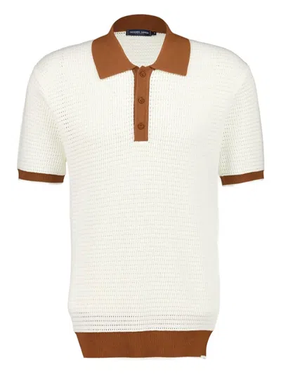 Frescobol Carioca Vidal V-neck Crochet Polo Shirt In White