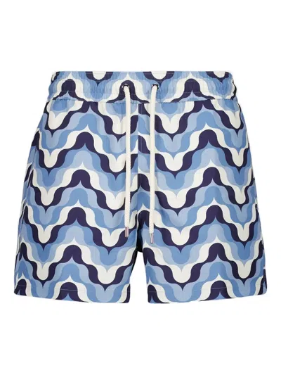 Frescobol Carioca Wave-print Swim Shorts In Blue
