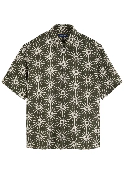 Frescobol Carioca Castro Printed Linen Shirt In Green