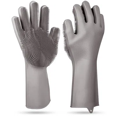 FRESH FAB FINDS 1 PAIR SILICONE DISHWASHING GLOVES CLEANING SPONGE SCRUBBER