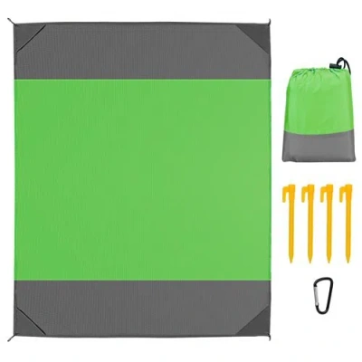 Fresh Fab Finds 108" X 96.46" Sand Proof Picnic Blanket Water Resistant Foldable Camping Beach Mat With 4 Anchors 1 In Green