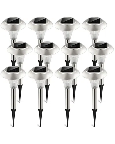 Fresh Fab Finds 12-pack Outdoor Solar Garden Lights In Gray