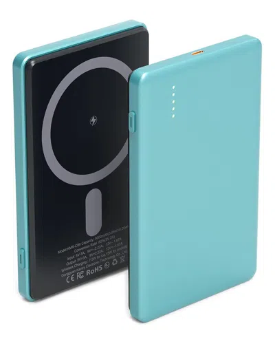 Fresh Fab Finds 2-in-1 Cyan Magsafe Wireless Power Bank In Green