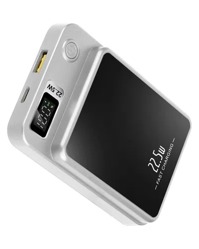 Fresh Fab Finds 2-in-1 White Magnetic Wireless Power Bank In Black