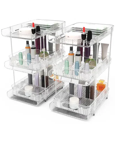Fresh Fab Finds 2 Pack 3 Tier Clear Bathroom Organizer With Drawers In Metallic