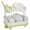 Fresh Fab Finds 2-tier Dish Drying Rack & Cutlery Drainer Kitchen Organizer In White