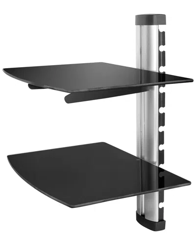 Fresh Fab Finds 2 Tier Dual Glass Shelf Wall Mount In Black