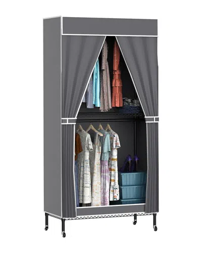 Fresh Fab Finds 2-tier Portable Garment Rack With Wheels In Gray