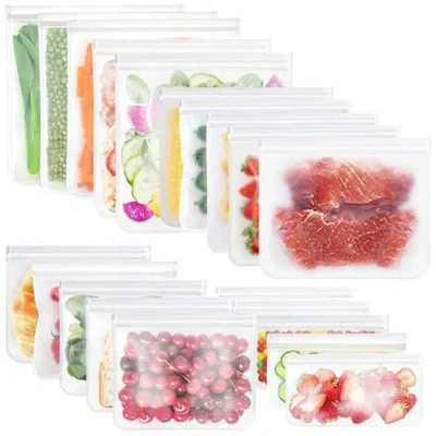 Fresh Fab Finds 20pcs Reusable Food Storage Bags 5 Sandwich Snack Gallon Quart Bag Leakproof Bpa Free Food Container