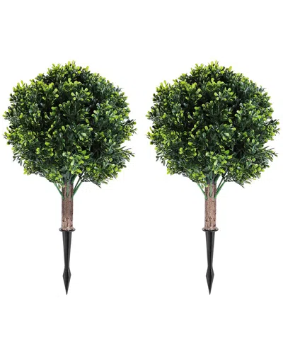 Fresh Fab Finds 2-pack Faux Boxwood Topiary Ball Trees In Green