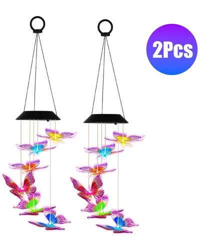 Fresh Fab Finds 2-pack Solar Butterfly Wind Chimes In Multi