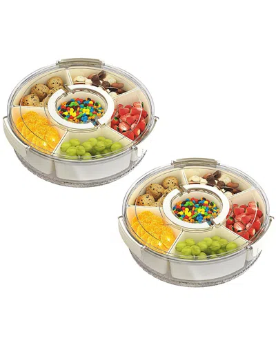 FRESH FAB FINDS FRESH FAB FINDS 2PC DIVIDED WHITE SNACK TRAYS