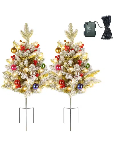 Fresh Fab Finds 2pc Lighted Christmas Tree Urn Fillers In Multi