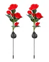 FRESH FAB FINDS FRESH FAB FINDS 2PC SOLAR POWERED LIGHTS OUTDOOR ROSE FLOWER