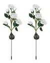 Fresh Fab Finds 2pc Solar Powered Lights Outdoor Rose Flower In White