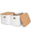 Fresh Fab Finds 2pc Storage Bins With Bamboo Lids In White