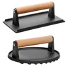 Fresh Fab Finds 2pc Cast Iron Grill Press Pre-seasoned Steak Weights In Black