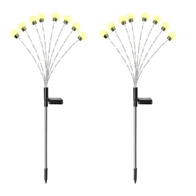 FRESH FAB FINDS 2PCS SOLAR FIREFLY LIGHTS SWAYING PATHWAY STAKE IP65 WATERPROOF