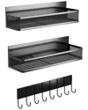 Fresh Fab Finds 3 Pack Black Strong Magnetic Spice Rack With 8 Hooks In Black
