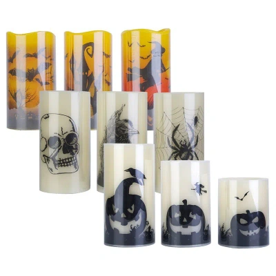 Fresh Fab Finds 3 Pack Halloween Flameless Candle Lamp With Timer Setting Battery Operated Warm Orange Light Candles