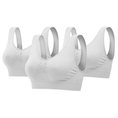 Fresh Fab Finds 3 Pack Sport Bras For Women Seamless Wire-free Bra Light Support Tank Tops For Fitness Workout Sport In White