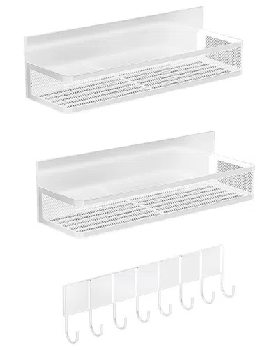 Fresh Fab Finds 3 Pack Strong Magnetic Spice Rack With 8 Hooks In White